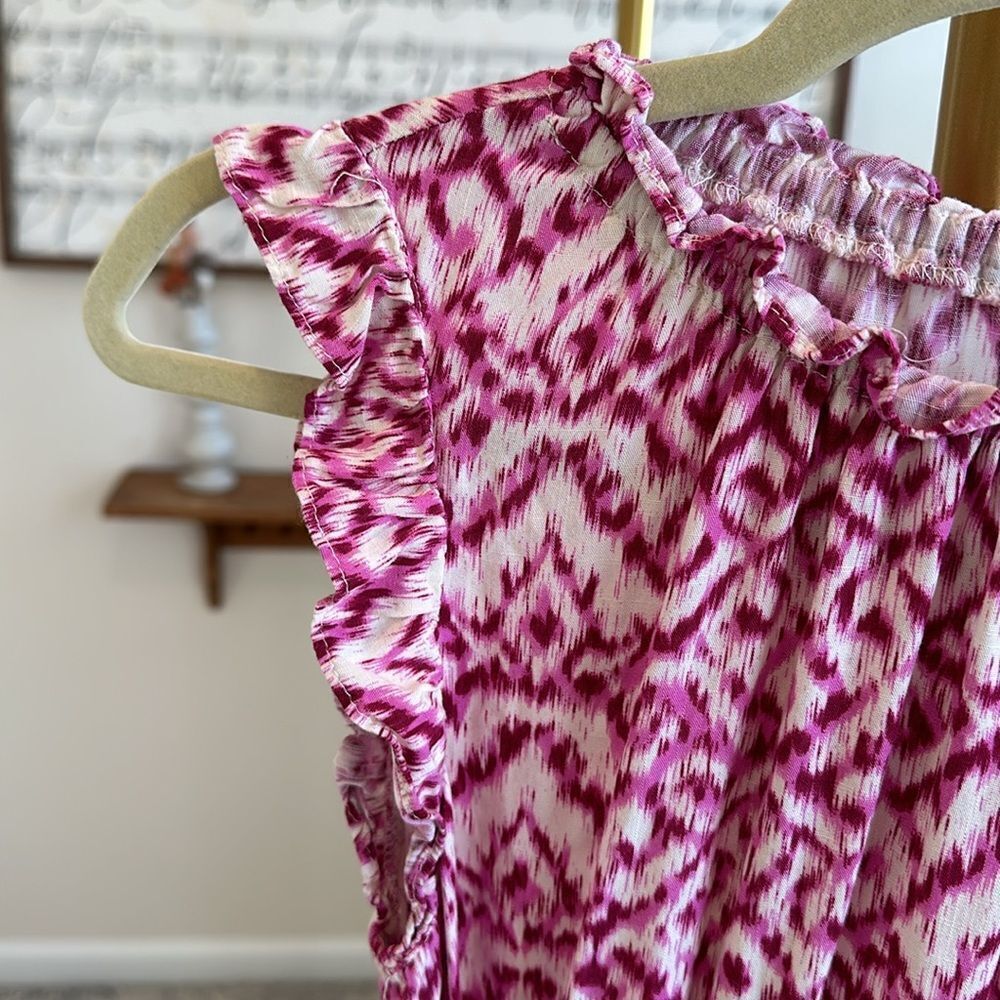 Who What Wear Pink Ikat Ruffle Sleeveless Dress. Size XS - Picture 8 of 8